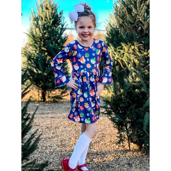 Trim the Tree Blue Christmas Ornament Dress by PETE + LUCY Girls 2T NEW - Picture 2 of 5